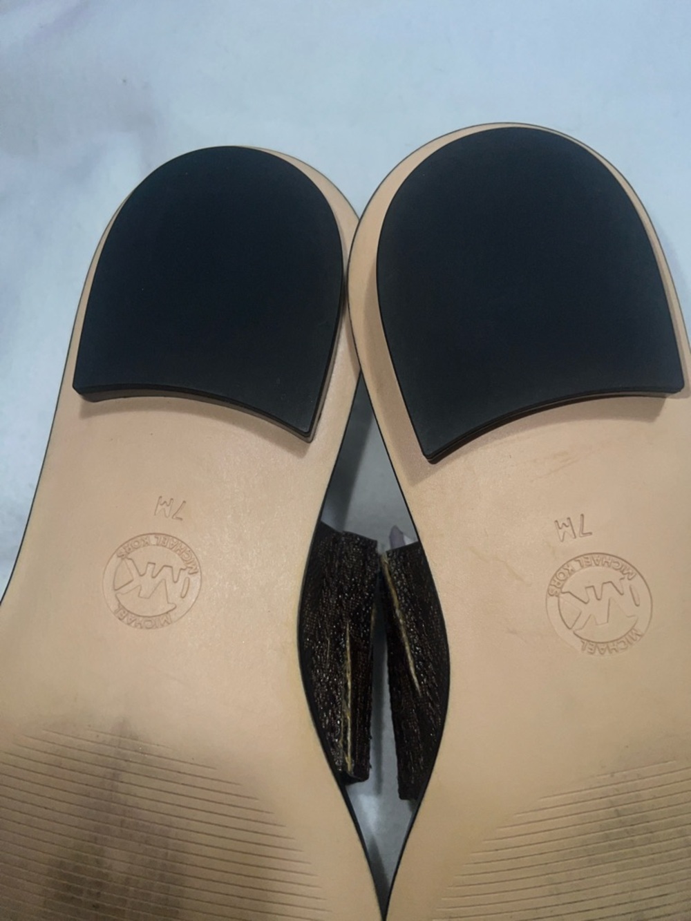 MICHAEL Michael Kors August Flat Sandals- Brown/ Black Logo - Picture 5 of 11